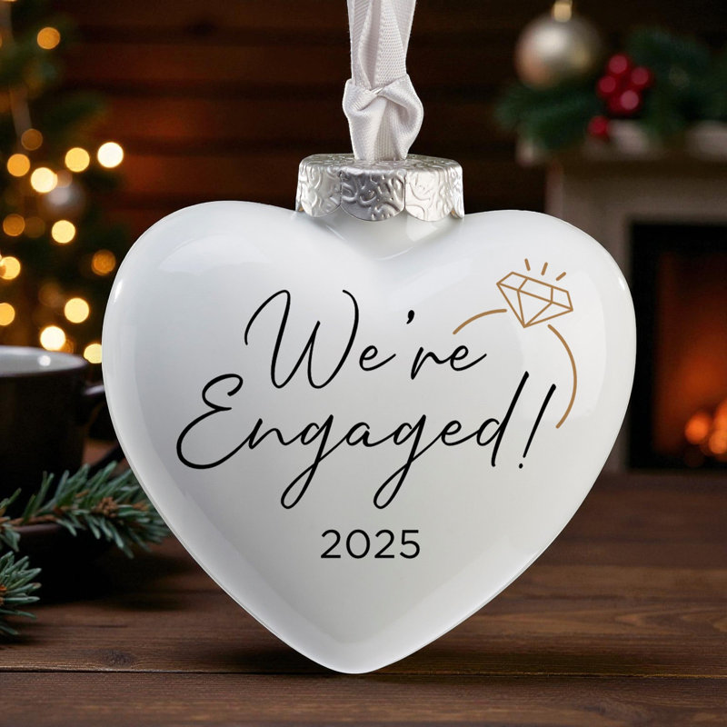 Personalization Mall We're Engaged Deluxe Heart Ornament