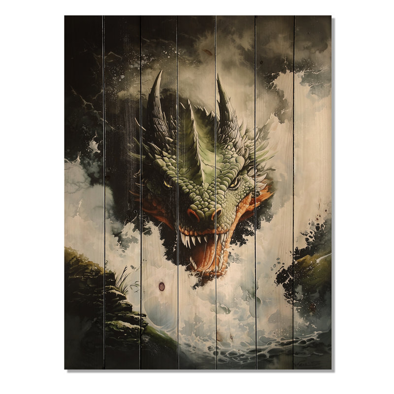 Dragon Fury Unleashed - Décoration murale en bois de dragons sur bois de pin naturel, H 20 po x l 10 po