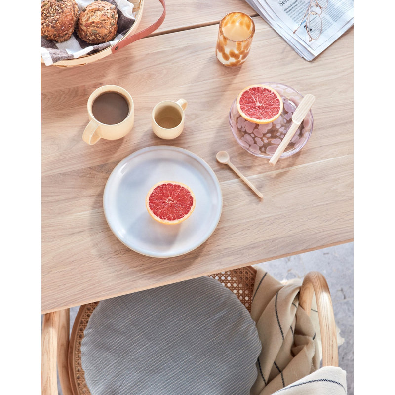 Jali Handmade Glass Salad/Dessert Plate, Rose/Clear