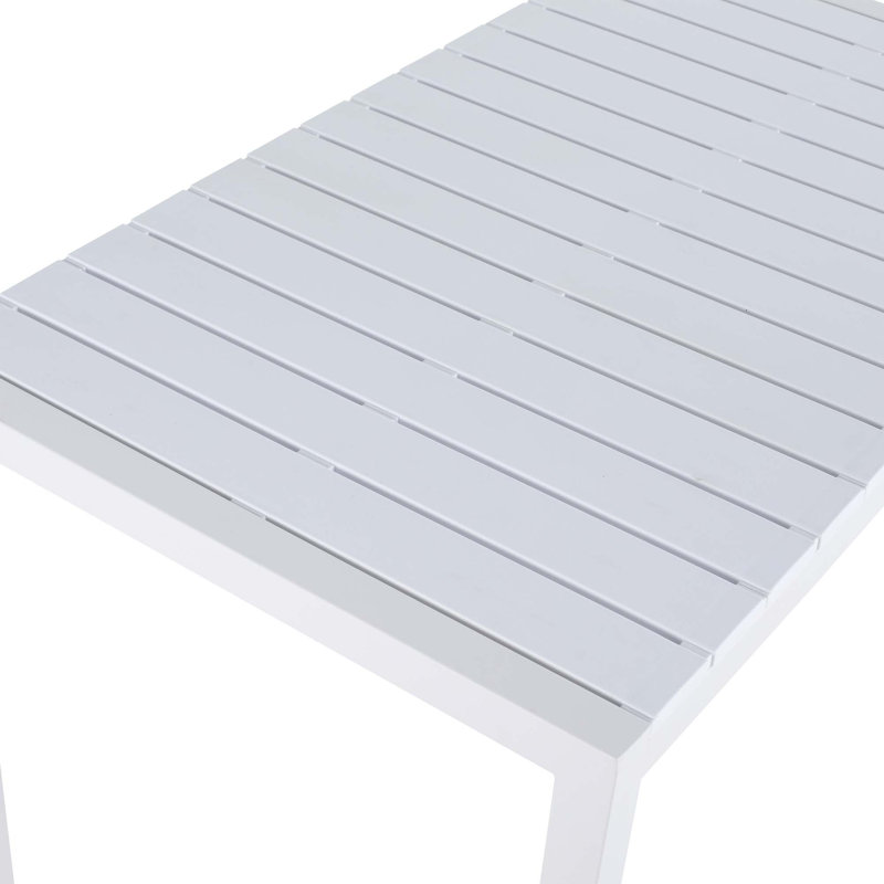 Table de bout blanche moderne de 55 po - table de salle à manger polyvalente intérieure / extérieure, table de patio, table de jardin - plateau de table léger en PP avec pieds en métal pour la cuisine, la cour et les rassemblements de terrasse