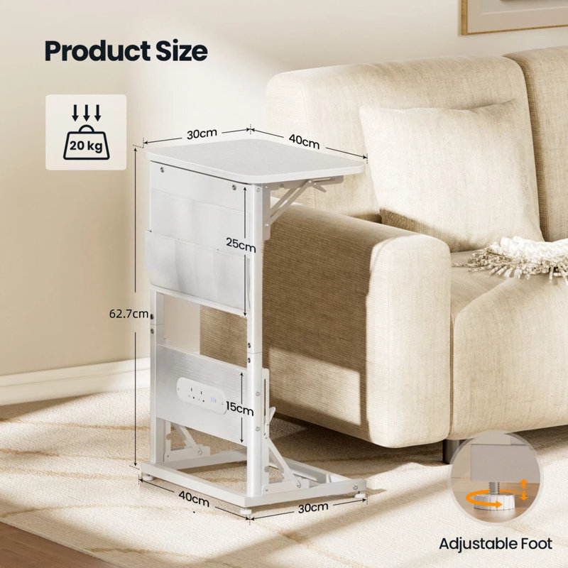 40cm W Bedside Table, White