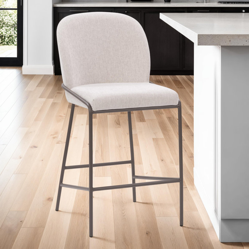 Deciderio Countertop Stool of 26.25" with metal feet, Polyester - gris clair