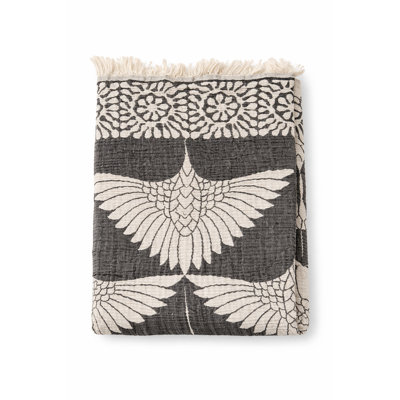 Crane Throw Blanket - Black