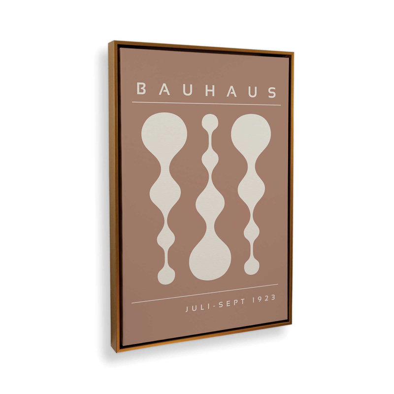 «Brown Retro Bauhaus», affiche sur toile encadrée, H 36,75 po x l 24,75 po x P 1,75 po, Or poli