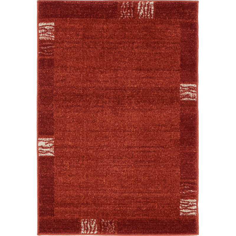 Tapis à motif géométrique rouge rouille, Rectangle 2 pi x 3 pi 1 po