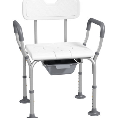 31 Bath Chair - Wide Seat For Elderly & Disabled, White Disabled Chair, 31, White, Adjustable Height, Detachable Bucket