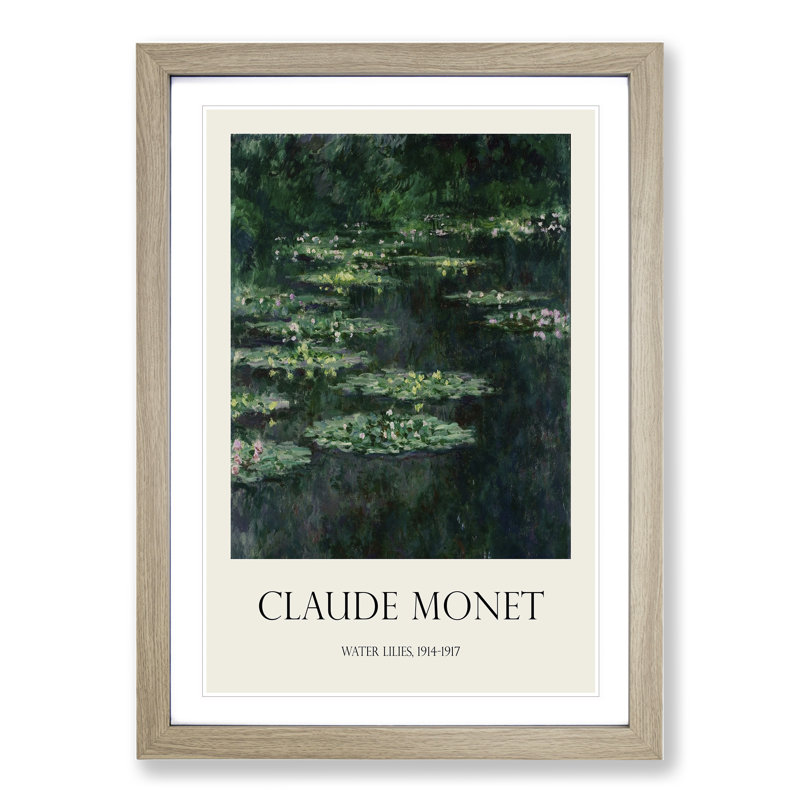 Water Lilies Lily Pond Vol.29 by Claude Monet - Picture Frame Art Prints, 48cm H x 36cm W x 2cm D, Oak Framed