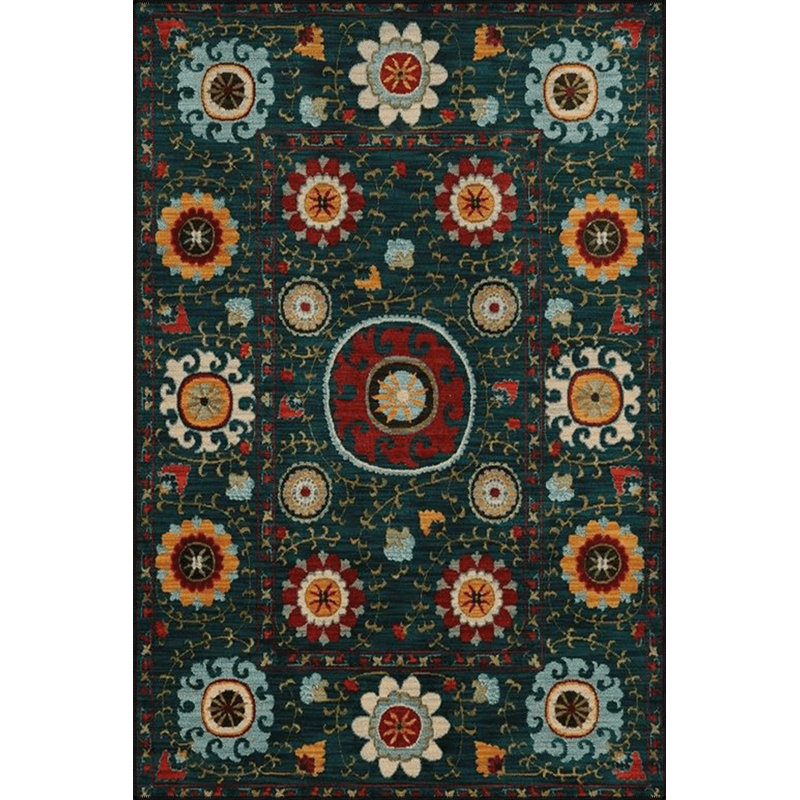 Tapis décoratif rétro à motif floral foncé, Tapis de couloir 3 pi 9,81 po x 9 pi 10,11 po