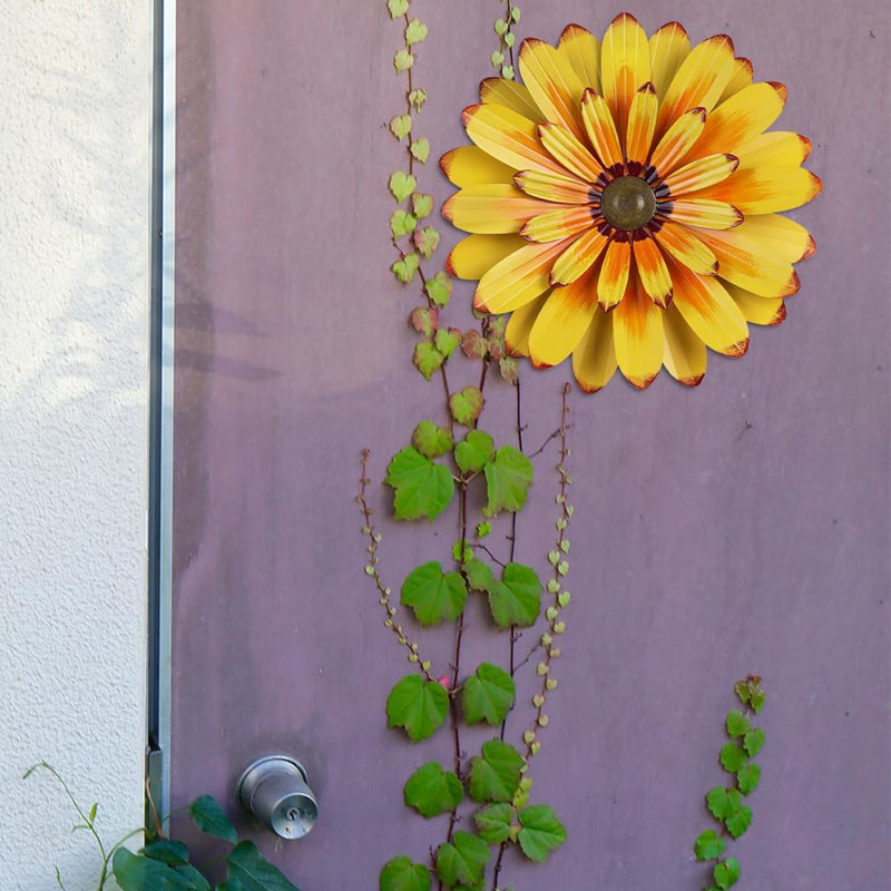 Décoration murale 16 po en métal tournesol