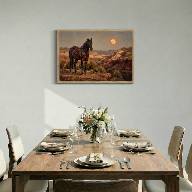 Art mural sur toile Dark Horse in Desert Canyon, 36"H x 48"W