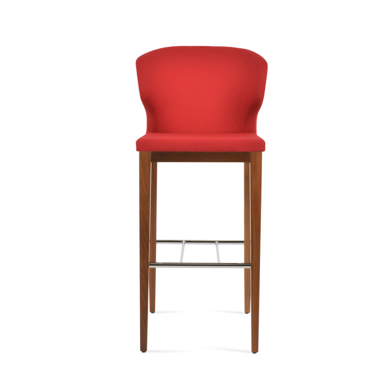 Tabouret de bar et de comptoir en bois Amed, Noyer américain, Rouge d’époque, Tabouret de bar (siège d'une hauteur de 29 po)