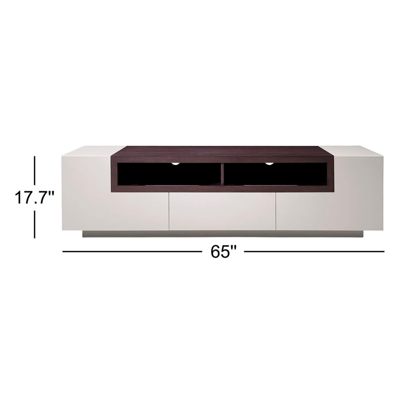 Meuble télé pour téléviseur de 70 po ou moins Rumanah, Gris brillant / chêne