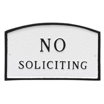 Plaque en arche «No Soliciting»