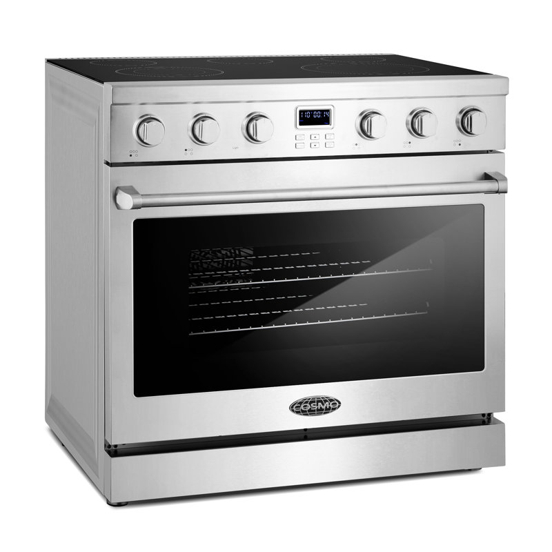 Cosmo 36 po Collection Haven 6,1 pi³ Cuisinière électrique en vitrocéramique, 5 éléments de brûleur, four à convection, acier inoxydable