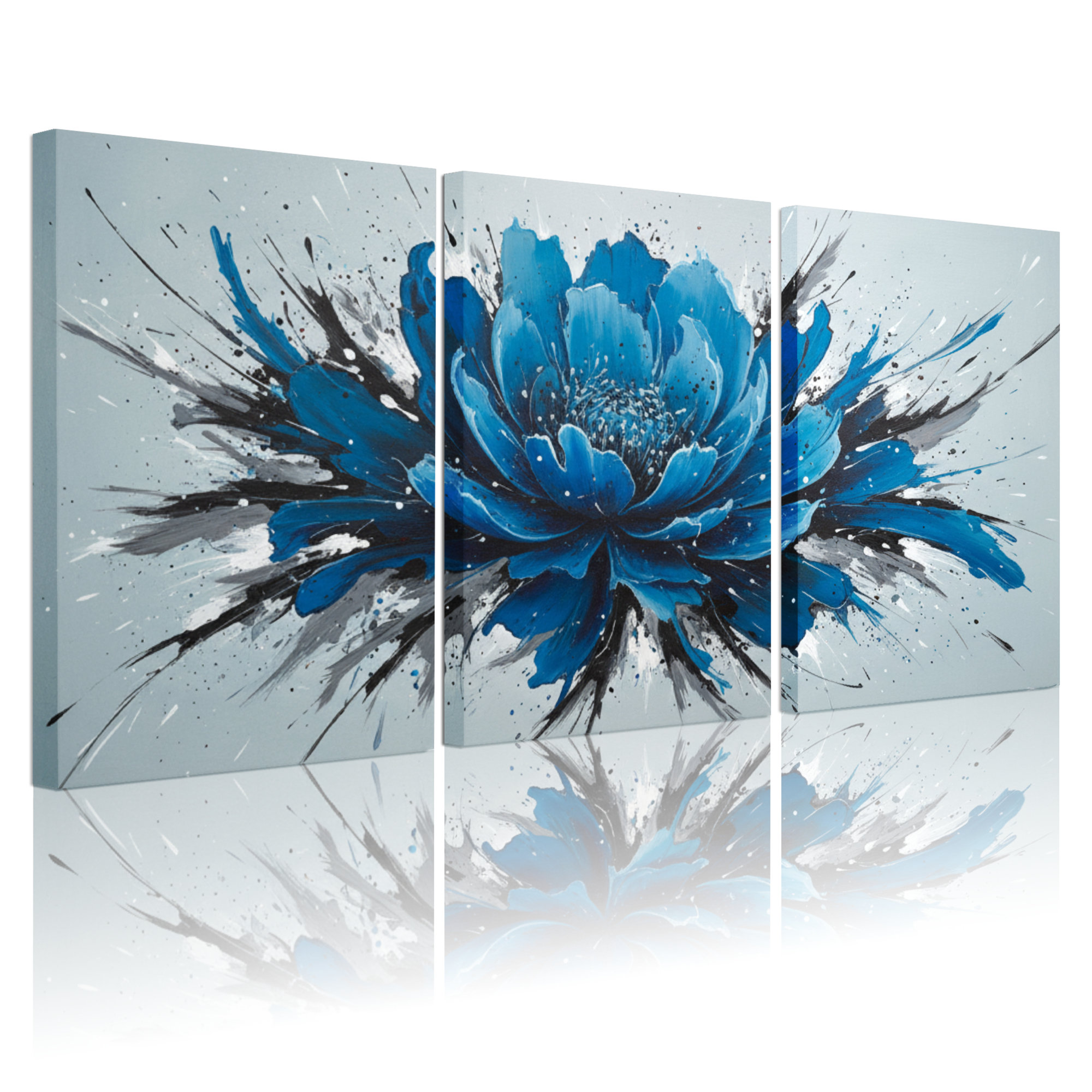 Red Barrel Studio Blue Floral Abstract Canvas Wrapped Wall Art Oil ...
