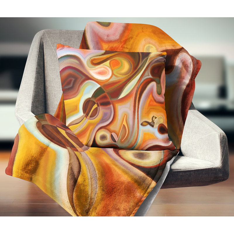  Housse et insert de coussin abstrait, Brun / Orange, 18 po x 18 po, Coussin décoratif