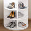 7 rangements de chaussures rotatifs, 360 rangements rotatifs blancs, peut contenir 28 paires, une organisation sans effort dans les petits espaces et multifonctionnel