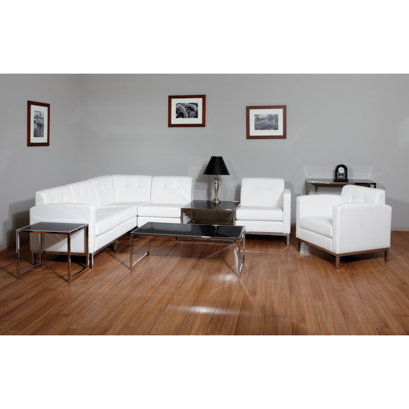 Agadir Faux Leather Accent Chair, White Faux Leather