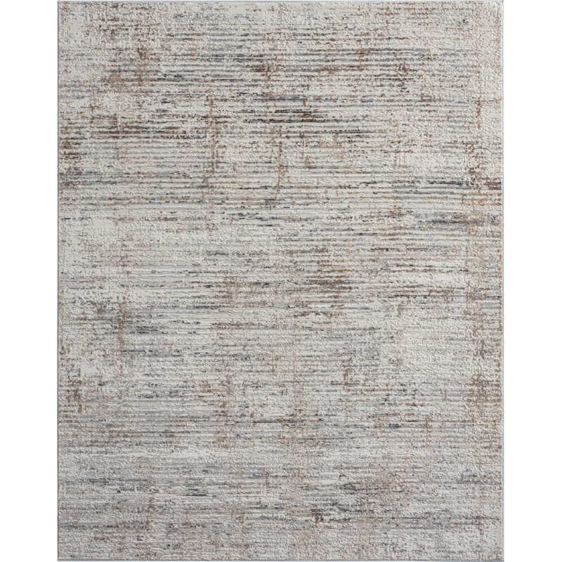 White Tones / Beige Area Rug, Rectangle 8'6" x 11'6", Gray
