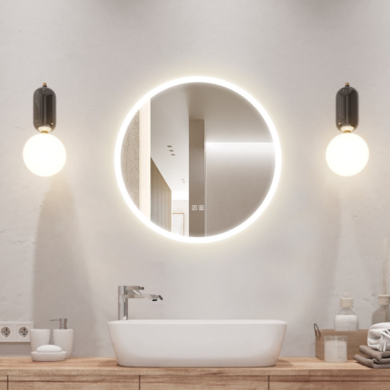 Miroir de salle de bain rond Naliyah, 24 po x 24 po