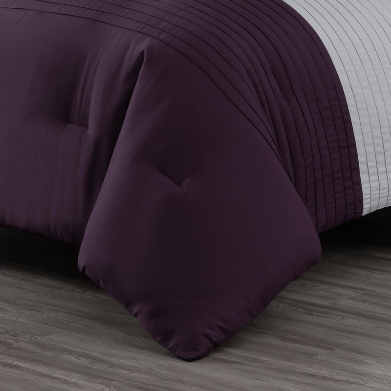 Briar Microfiber Bed in a Bag Comforter Set, California King Comforter + 6 Additional Pieces, Purple/Lavender/Gray