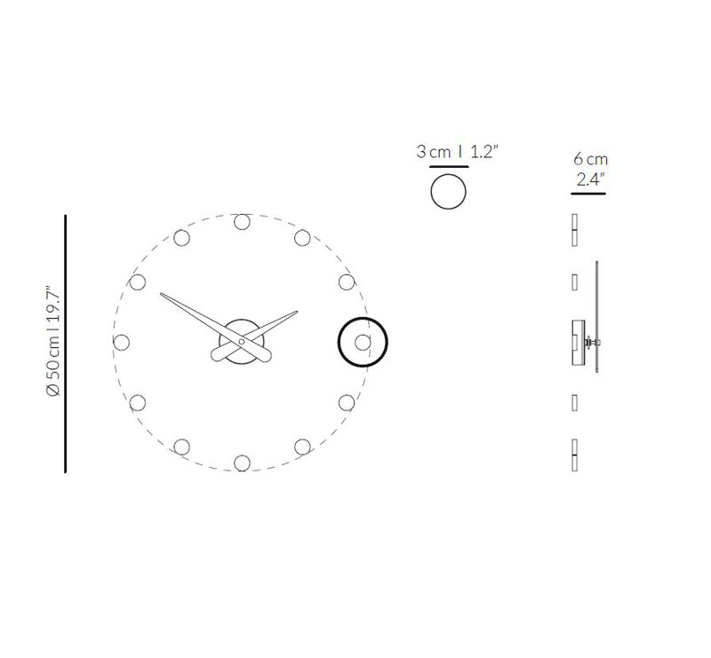 Rodón Mini L Metal Analog Wall Clock, White