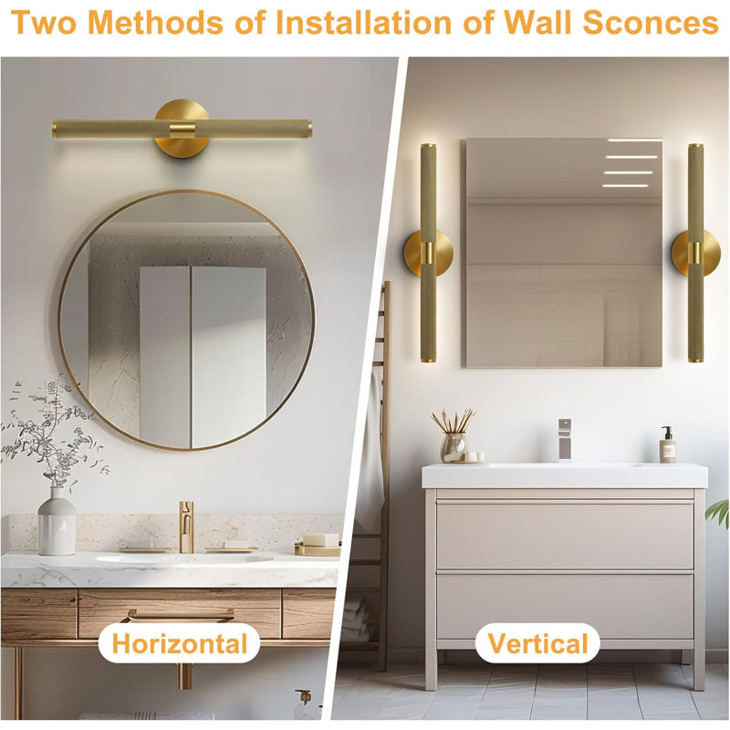 24 In Rotatable 360° Bathroom Vanity Light,Picture Light, Gold