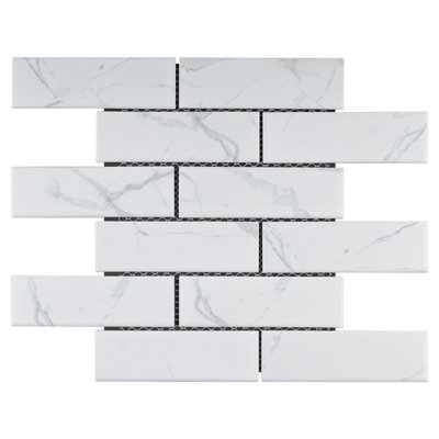 Porcetile 11.2 in. x 11.91 in. Stacked Porcelain Mosaic Wall and Floor Tile