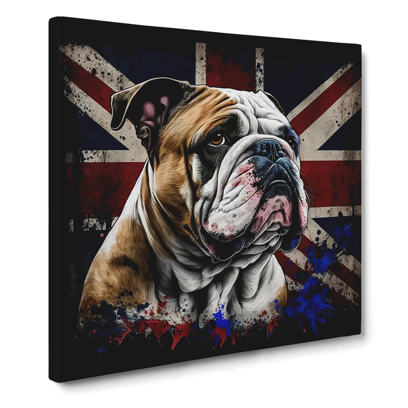 British Bulldog Graffiti - Wrapped Canvas - Framed Print, 35cm H x 35cm W x 3cm D