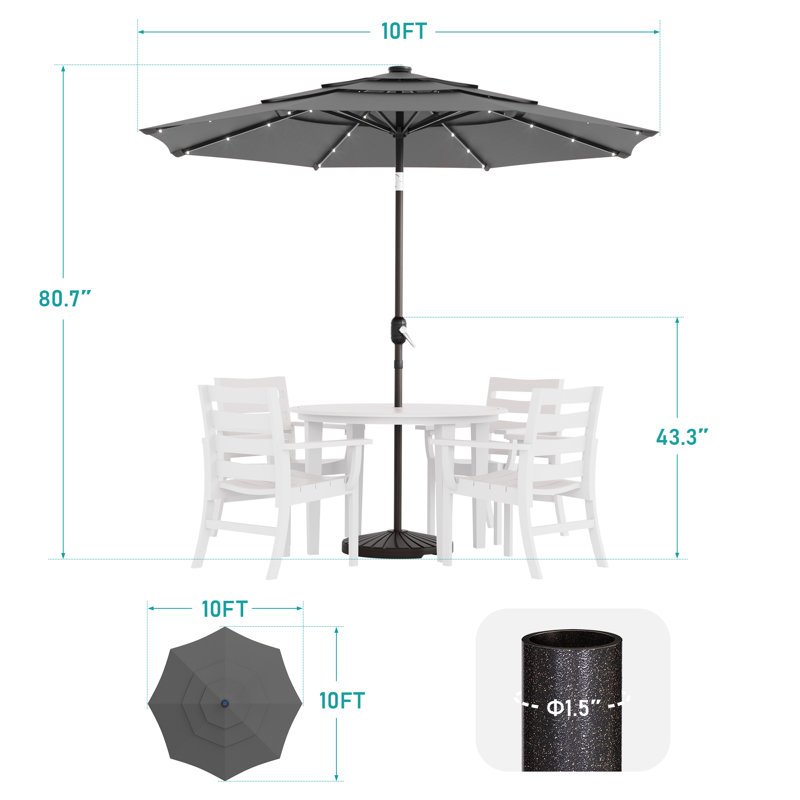 Rehaussez votre oasis extérieure avec ce parasol de patio à 3 couches à DEL de 10 pi - élégant, durable et résistant au soleil!