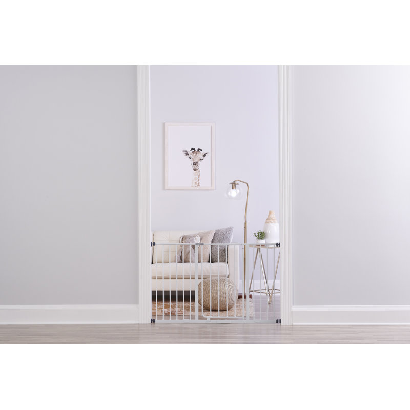 Extra Wide White Metal Walk-Through Baby Gate
