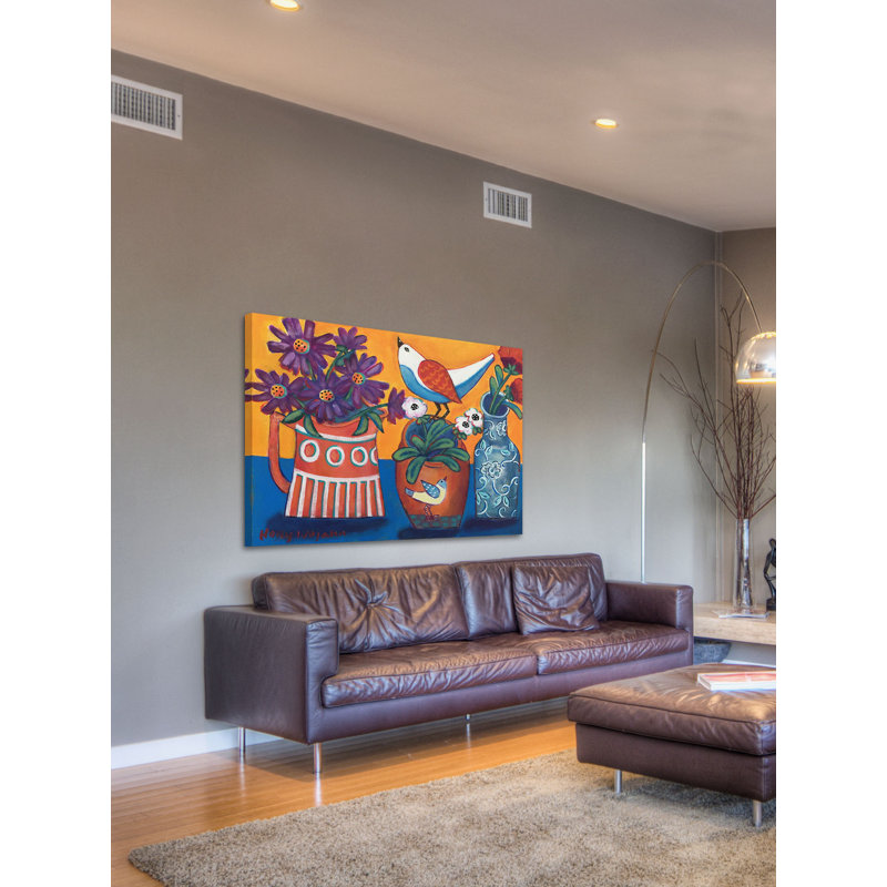 «Orange and Blue Vases» par Holly Wojahn, reproduction d'art sur toile tendue, H 40 po x l 60 po x P 1,5 po