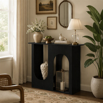 Console de 100 cm (39,4 po), table d'appoint étroite à placer derrière un canapé, design arqué