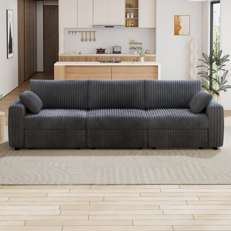 131.5" Extra Large Modular Sectional Sofa, Plush Corduroy Fabric, Modern Oversized 3 Seat Sectional Couch With Deep Seat, Tool-Free Assembly