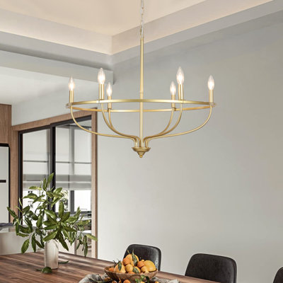 6 - Light Dimmable Wagon Wheel Chandelier