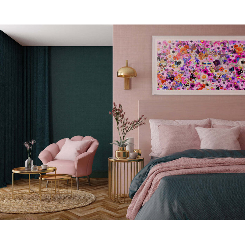 Flower Collage Print By Kristi Kohut, White Wood, 23" H x 40" W