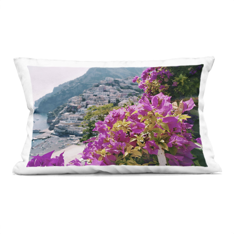 Coussin décoratif imprimé Fleurs in Positano par LSR Creative Studio