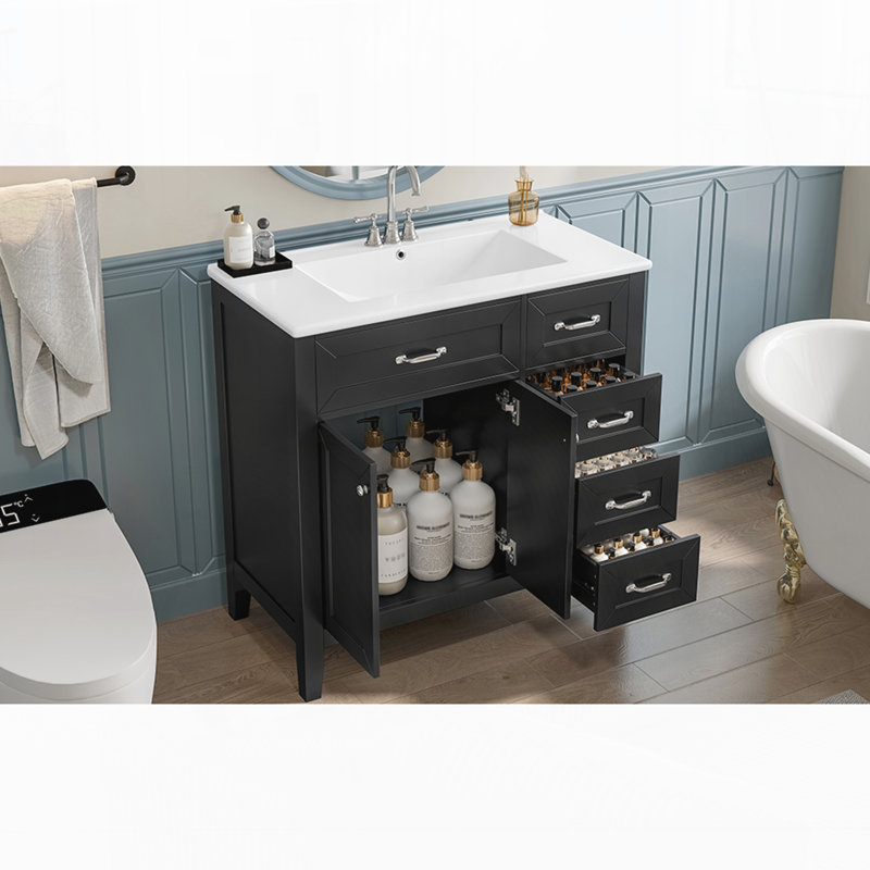 Armoire de salle de bain Elzadie, Noir
