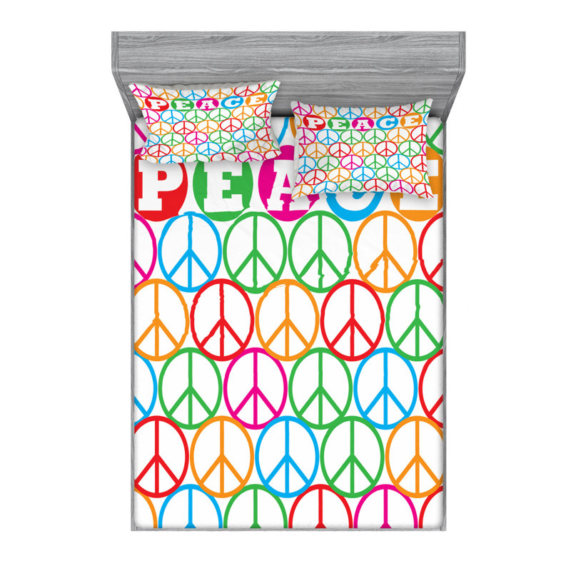 Microfiber Geometric Sheet Set, Queen Sheet Set with Fitted Sheet