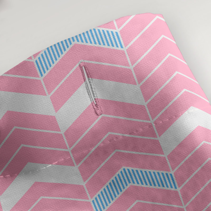 Rideau de douche simple à chevrons, Rose / sarcelle