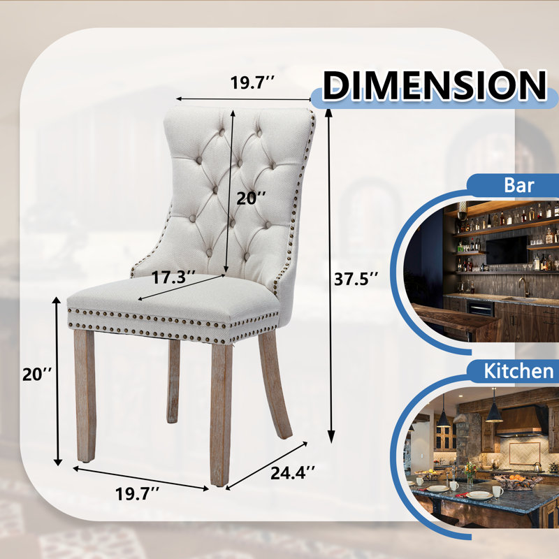 Chaises de salle à manger rembourrées Modern, Naturel, Beige