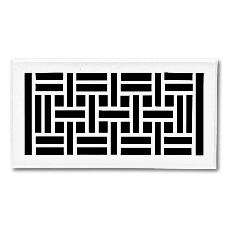 Madelyn Carter Solid Aluminum Arts & Crafts Vent Cover with Damper - Floor & Wall Register, White, 10" L x 4" W x 2.75" H