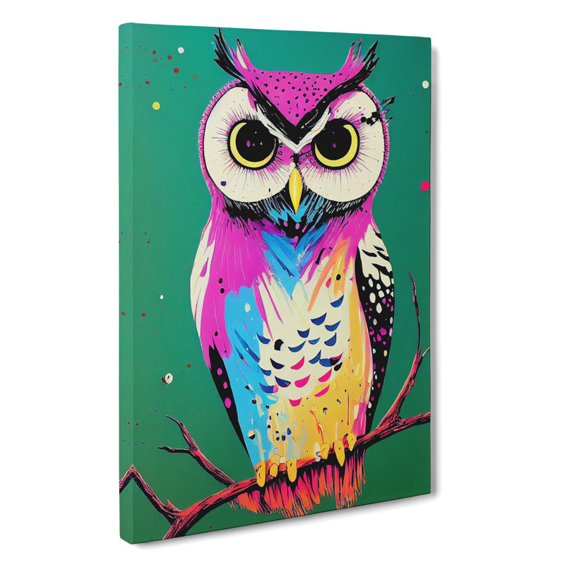 Splashed Owl No.1 - Wrapped Canvas, 50cm H x 35cm W x 3cm D