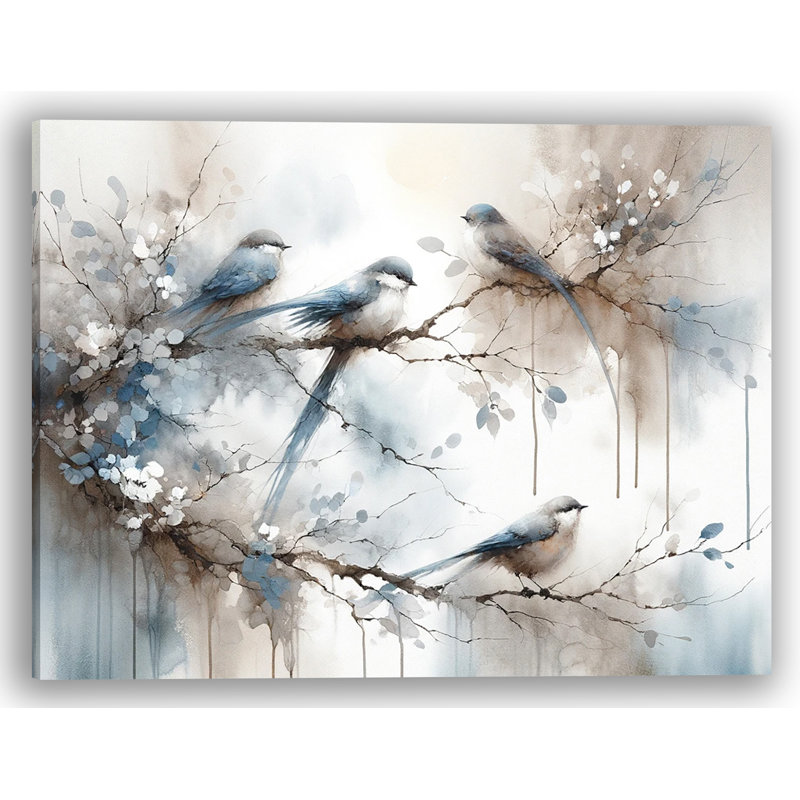 Serene Moments: Watercolor Birds, toile tendue sur toile, H 36 po x l 48 po