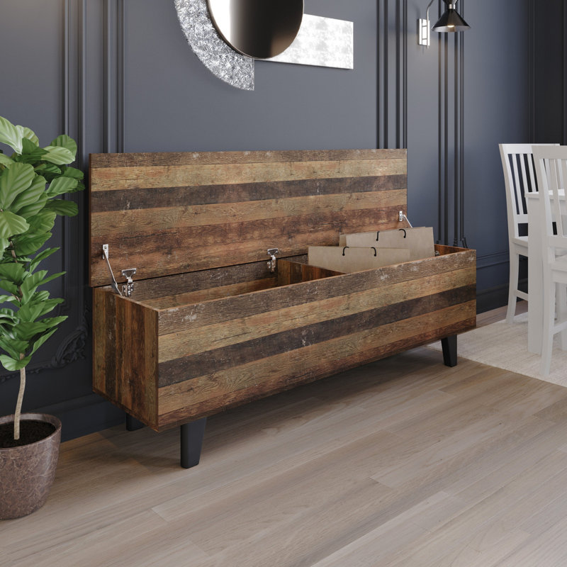 Auburn Storage Cabinet Bench, Vintage Oak 