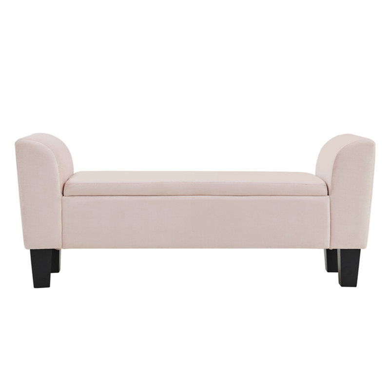 Banc avec rangement Ellesef, Velours rose