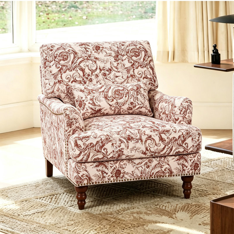 Fauteuil rembourré, Chenille orange rococo