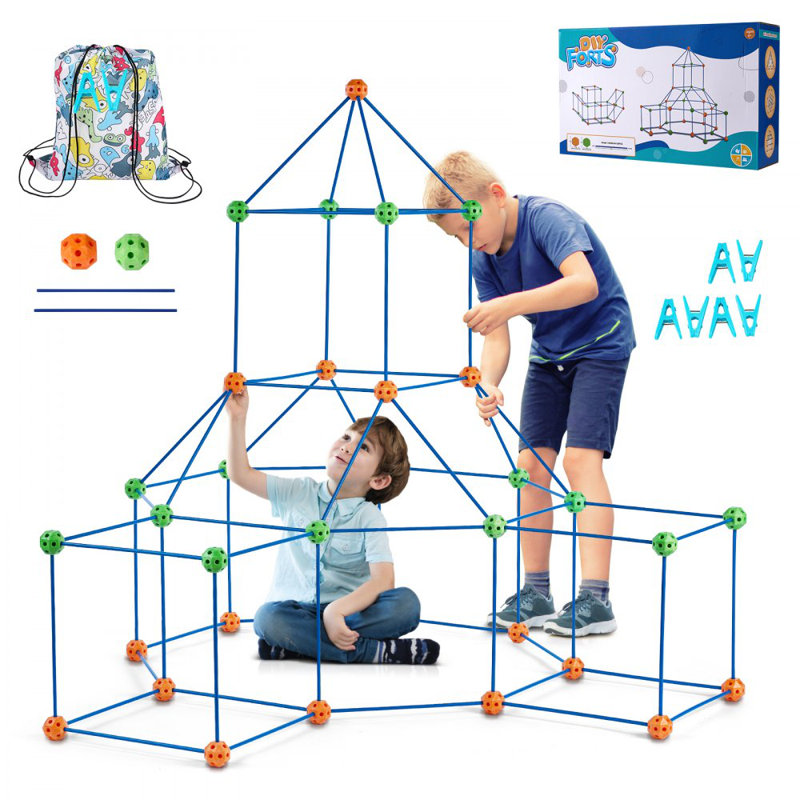 Ensemble de construction de tente pour enfants, ensemble de construction de tiges, château, 120 pièces