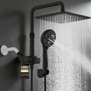 Combinaison de deux têtes de douche, pomme de douche filtrée 10 pouces avec douchette, douchette à 7 réglages, hauteur réglable, 1,8 gal / min