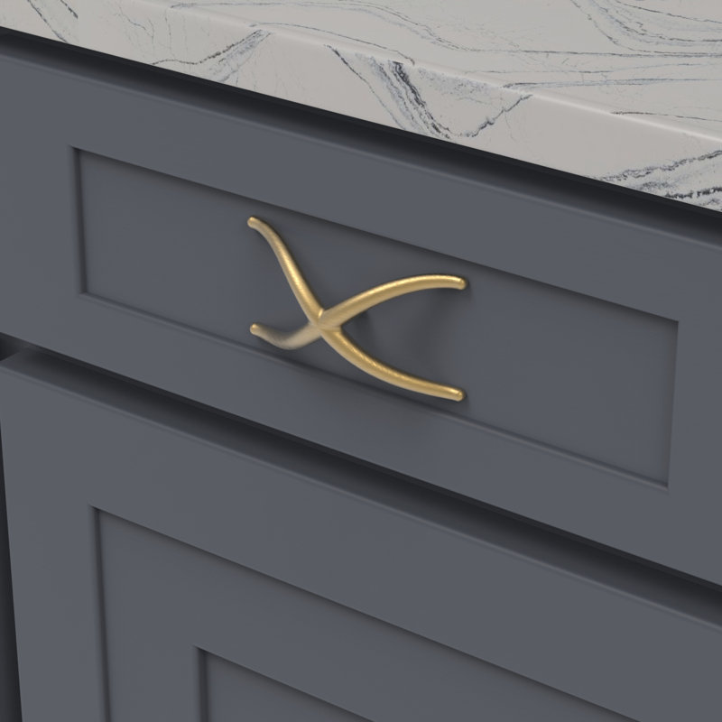 Bijou X Collection Knob 4-3/4 Inch x 2-3/8 Inch, Brushed Golden Brass